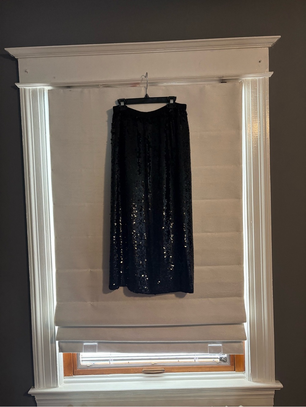 Black Sequin Midi Skirt - Women